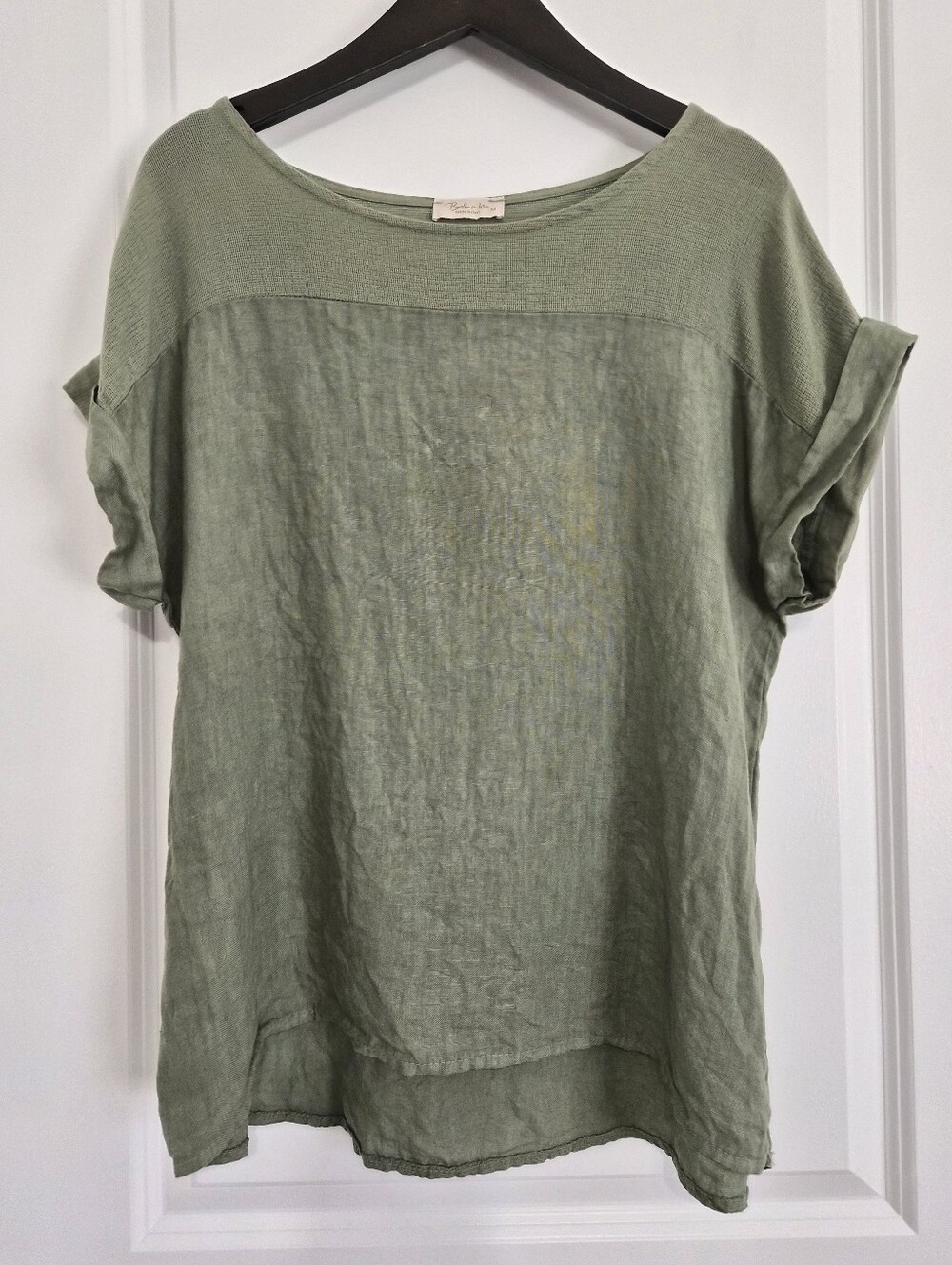 Bellambra Linen Top M Sage Green